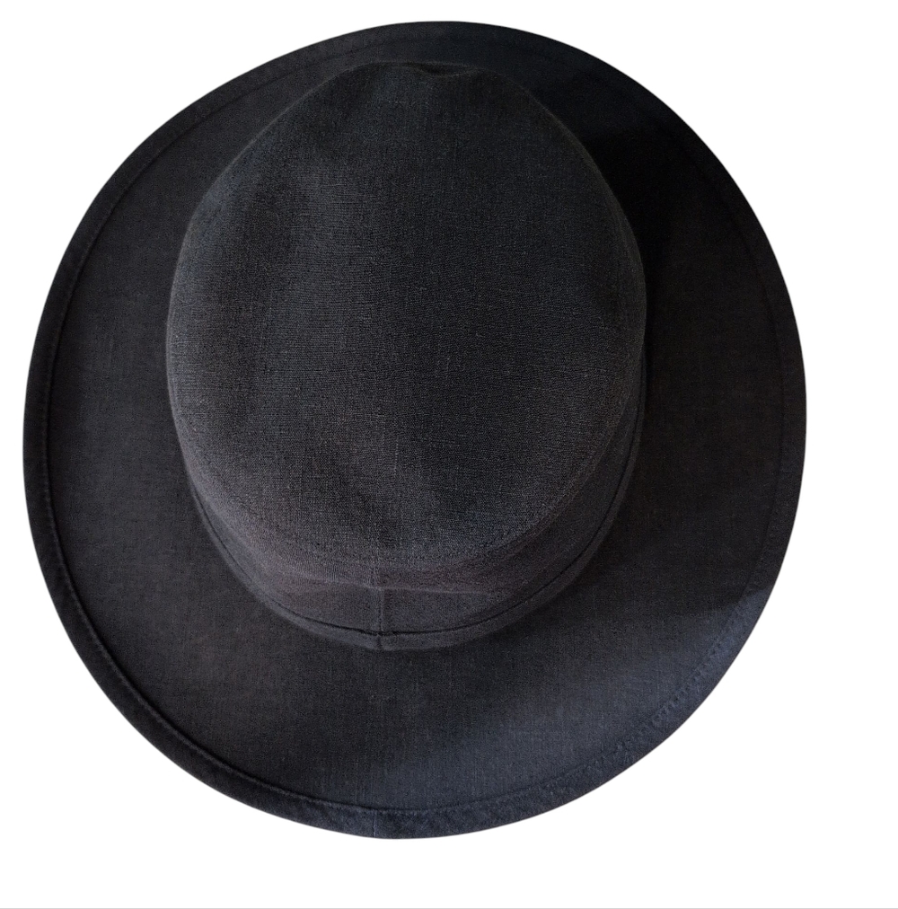 New With Tags Hermes Mens Women's Gray Black Fedora Hat Linen Derby 60 - Picture 5 of 12